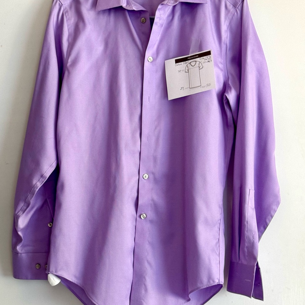 Calvin Klein Non-iron Slim-fit Purple Dress Shirt Sz 14 1/2 32-33